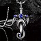 Alloy & 201 Stainless Steel & Rhinestone Dinosaur Wrapped Sword Pendant Necklaces for Men, Silver, Capri Blue, 23.62 inch(60cm)
