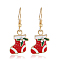 Simple Christmas Alloy Dangle Earrings, with Enamel, Real 18K Gold Plated, Shoes