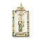 Brass Micro Pave Cubic Zirconia Pendants with Enamel, Cadmium Free & Nickel Free & Lead Free, Rectangle, Snow, 39x22x3.5mm, Hole: 4.5x2mm