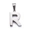 Non-Tarnish 304 Stainless Steel Letter Pendants, Manual Polishing, Alphabet, Stainless Steel Color, Letter.R, 18x12.5x4mm, Hole: 7x3.5mm