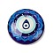 Handmade Lampwork Pendants, Flat Round with Evil Eye, Indigo, 30.5x6mm, Hole: 3.5mm