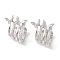 Brass Micro Pave Clear Cubic Zirconia Cuff Earrings for Women, Platinum, 20.5x20mm