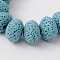 Synthetic Lava Rock Bead Strands, Dyed, Rondelle, Light Blue, 15~16x9~11mm, Hole: 2mm, about 37pcs/strand, 15.3 inch