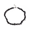 Natural Obsidian Chip Beaded Necklaces with 304 Stainless Steel Lobster Claw Clasp & Chain Extender, Choker Necklace for Women, 15 inch(38.2cm)
