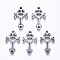 Tarnish Resistant 201 Stainless Steel Links Connectors, Laser Cut, Cross with Heart, Stainless Steel Color, 19x12x1.5mm, Hole: 1.6mm
