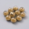 Transparent Glass Globe Pendants, with Glass Micro Beads inside & CCB Plastic Pendant Bails, Round, Light Gold, Gold, 21.5x16mm, Hole: 2.5mm