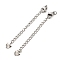 Tarnish Resistant 304 Stainless Steel Curb Chain Extender, End Chains with Lobster Claw Clasps and Heart Chain Tabs, Stainless Steel Color, 68mm