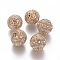 Handmade Indonesia Beads, with Metal Findings, Round, Light Gold, Light Grey, 19.5x19mm, Hole: 1mm