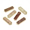 Natural Sunstone Links connectors, with Brass Findings, Faceted, Rectangle, Golden, 33.5x9.5~10x5mm, Hole: 1.2~1.4mm
