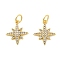 Brass Micro Pave Cubic Zirconia Pendants, Star, Lead Free & Cadmium Free, Long-Lasting Plated, Rack Plating, with Jump Ring, Real 18K Gold Plated, 15x13x2mm, Hole: 3mm