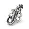 Alloy Finger Rings, Gecko, Size 9, Antique Silver, 19mm
