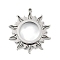 304 Stainless Stee Locket Pendants, with Glass, Sun Charm, Stainless Steel Color, 43.5x39x5.7mm, Hole: 2.2mm