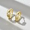 Heart Brass Micro Pave Clear Cubic Zirconia Hoop Earrings, Lead Free & Cadmium Free, Long-Lasting Plated, Real 18K Gold Plated, 14x14.5x5mm