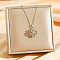 Brass Micro Pave Clear Cubic Zirconia Rotatable Clover Pendant Necklaces, 304 Stainless Steel Dapped Chain Necklaces, Stainless Steel Color, 15.83 inch(40.2cm)