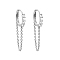 S925 Sterling Silver Circle Hoop Earrings, with Clear Cubic Zirconia, Chain Charm, Silver, 31x13x2mm