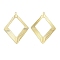 Brass Pendants, Real 18K Gold Plated, Rhombus, 41x29x1mm, Hole: 1.4mm