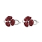 Brass Micro Pave Clear Cubic Zirconia Fold Over Clasps, Cadmium Free & Nickel Free & Lead Free, with Enamel, Flower, Platinum, 30.5x19mm, Hole: 1.4mm