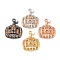 Rack Plating Brass Orange Cubic Zirconia Pendants, Lead Free & Cadmium Free, Long-Lasting, Pumpkin Charm, Mixed Color, 18x14x3mm, Hole: 1.2mm