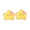 Translucent Resin Cabochons, Glitter Star, Yellow, 23x27x6mm