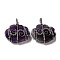 Natural Amethyst Copper Wire Wrapped Pendants, Cloud Charms with Brass Beads, Rack Plating, Platinum, 47~50x44.5~45x11~12mm, Hole: 6x5.5mm