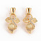 Brass Micro Pave Clear Cubic Zirconia Pendants Bail, Nickel Free, Flower, Real 18K Gold Plated, 24x13x5mm, Hole: 1.4mm