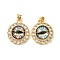 Real 18K Gold Plated Brass Pendants, with Glass and Acrylic, Flat Round with Evil Eye Charms, Colorful, 23.5x20x7mm, Hole: 4x3.5mm