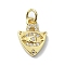 Eye Theme Brass Micro Pave Cubic Zirconia Charms, with Jump Ring, Real 18K Gold Plated, Cadmium Free & Nickel Free & Lead Free, Triangle, 13x9.5x2.5mm, Hole: 3mm