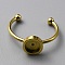 304 Stainless Steel Cuff Ring Components, with 201 Stainless Steel Tray and Beads, Golden, US Size 7 1/2(17.7mm), Tray: 6mm