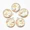 Alloy Pendants, with Plastic Imitation Pearl, Flat Round with Starfish/Sea Stars, Light Gold, 22.5x19.5x6.5mm, Hole: 2mm
