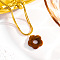 5-Petal Flower Acrylic Pendant Necklaces, 304 Stainless Steel Snake Chain Double Layer Necklaces for Women, Golden, Sienna, 15.75 inch(40cm)