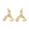 Brass Micro Pave Cubic Zirconia Pendants, Rainbow with Airplane Charms, Long-Lasting Plated, Cadmium Free & Lead Free, Rack Plating, with Jump Ring, Real 18K Gold Plated, 14.5x14.5x3.5mm, Hole: 3.3mm