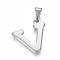 Non-Tarnish 304 Stainless Steel Pendants, Stainless Steel Color, Initial Letter.V, 19.5x19.5x1.8mm, Hole: 3x7mm