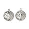 Brass Pendants, Cadmium Free & Nickel Free & Lead Free, Flat Round with Tree, Real Platinum Plated, 19.5x16x5mm, Hole: 1.8mm