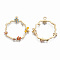 Alloy Enamel Pendants, with Crystal Rhinestone, Cadmium Free & Lead Free, Garland, Light Gold, Colorful, 35x33x4mm, Hole: 1.8mm