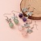 Butterfly Alloy Dangle Earrings, with Natural Gemstone Bead and Brass Earring Hooks, 49mm, Pin: 0.6mm