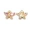 Real 18K Gold Plated Brass Pendant, with Glass, Butterfly Charms, Pink, 10.5x13x3.3mm, Hole: 1.2mm