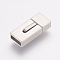 Tarnish Resistant 304 Stainless Steel Bayonet Clasps, Rectangle, Frosted, Stainless Steel Color, 23x10x6mm, Hole: 3x8mm