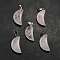 Natural Rose Quartz Pendants, Moon Charms, with Platinum Tone Brass Findings, 25~25.5x12x5.5mm, Hole: 6x2.5mm