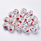 Handmade Lampwork European Beads, Large Hole Beads, with Silver Color Plated Brass Double Cores, Rondelle, Red, 14x11mm, Hole: 5mm