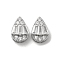 Brass Multi-strand Links, Cadmium Free & Nickel Free & Lead Free, with Glass, Teardrop, Real Platinum Plated, 13.5x9x5mm, Hole: 3.3x0.6mm & 2.8x0.6mm