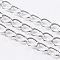 Iron Twisted Chains, Unwelded, with Spool, Oval, Platinum, 11x8x1.4mm