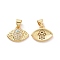 Brass Micro Pave Cubic Zirconia Pendants, Cadmium Free & Lead Free, Horse Eye with Hamsa Hand Charms, Golden, 11.5x15x2.5mm, Hole: 3.5x4mm