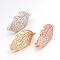 Leaf Brass Micro Pave Cubic Zirconia Enhancer Shortener Bails, Hinged Pendant Bails, with Loop, Nickel Free & Lead Free, Mixed Color, 23.5x11x8mm, Hole: 1.2mm