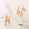 Stainless Steel Two-layer Stud Earrings, with Imitation Pearl & Clear Cubic Zirconia, Golden, 12x10mm