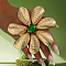 Flower Brass with Glass Finger Rings, Golden, Green, Flower: 95mm, Inner Diameter: 18mm
