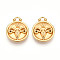 304 Stainless Steel Pendants, Flat Round with Twelve Constellations Charms, Real 18K Gold Plated, Ion Plating(IP), Aries, 20.5x17x3~4.5mm, Hole: 2.5x2.7mm