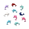 304 Stainless Steel Enamel Charms, Marine Animal, Stainless Steel Color, Dolphin, 12.5x8x2mm, Hole: 1mm