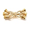 925 Sterling Silver Micro Pave Clear Cubic Zirconia Fold Over Clasps, Bowknot, Real 18K Gold Plated, 30mm