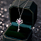 Key 925 Sterling Silver Micro Pave Cubic Zirconia Pendant Necklaces, Platinum, Pink, 15.75 inch(40cm)