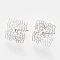 Brass Stud Earrings, Square, Nickel Free, Real Platinum Plated, 12x12mm, pin: 0.7mm